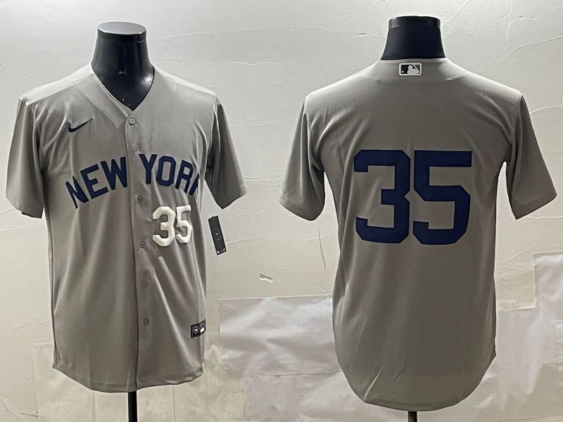 Men New York Yankees #35 No Name Grey Game 2025 Nike MLB Jersey style 3161